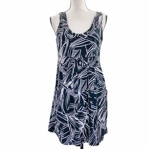 BLACK & White Abstract Printed Mini A-Line Dress